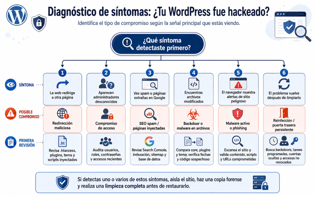 WordPress hackeado: 11 pasos efectivos para eliminar malware y recuperar tu web 1 Wordpress Hackeado